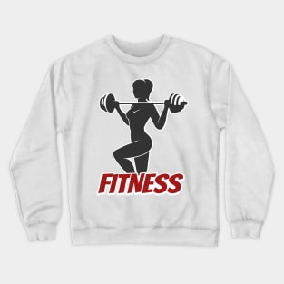 Fitness Girl with barbell illustration Crewneck Sweatshirt